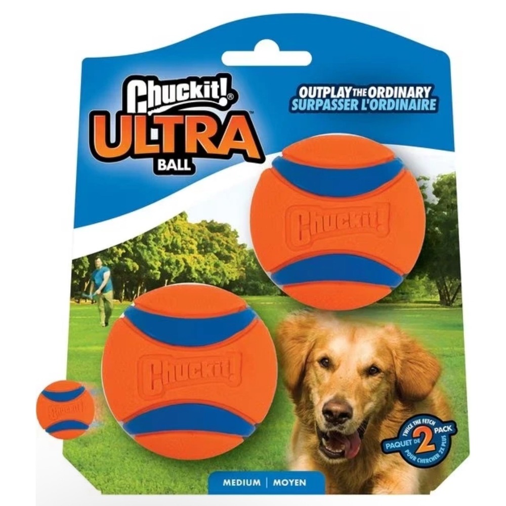 Chuckit! Ultra Ball Medium‎ Dog Toy 2 Pack Durable Rubber Orange